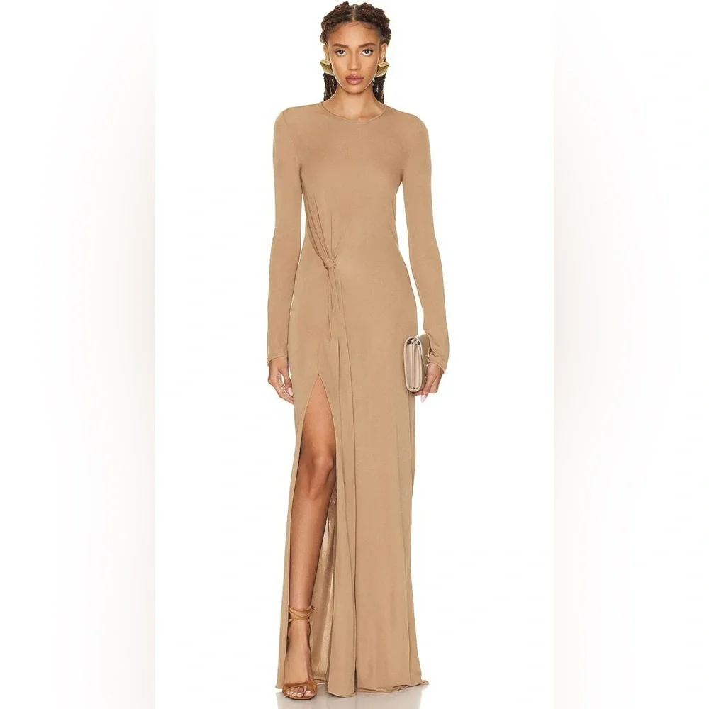 ๐ฏAuthentic SAINT LAURENT Natural Beige Side Knot Gown, Seen on TV on EMMA ROBERT - Picture 5 of 17